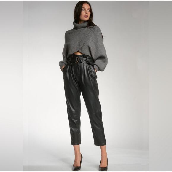 Elan Pants - ELAN | Belted Faux Leather Pants | S